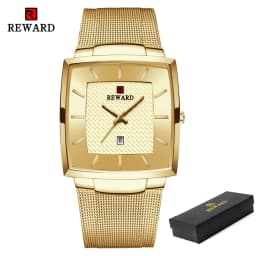 REWARD Fashion Watches Men Top Luxury Brand Square Blue Men's Wristwatch Stainless Steel Waterproof Quartz Clock Male