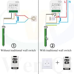433MHz 110V 220V Curtain Blind Switch,2 Way Wireless Remote Control Roller Shutter Module Receiver Transmitter,for Motor Gate