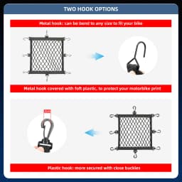 Rhinowalk Motorcycle 8 Metal Or Plastic Hooks Helmet Holder Net Motorbike Luggage Net Holder Mesh Storage Trunk Bag Accessories