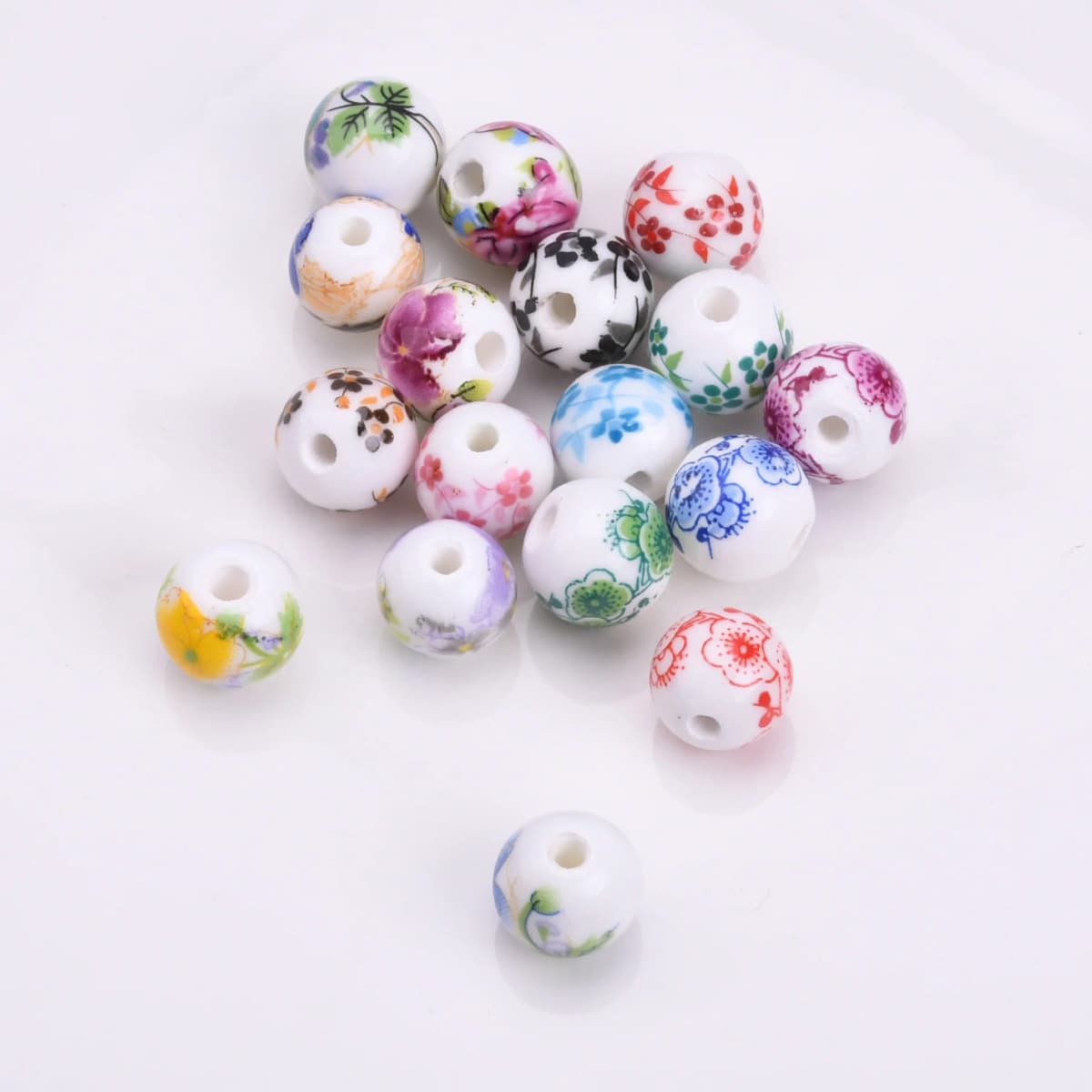 6mm 8mm 10mm 12mm Round  Flower Patterns Ceramic Porcelain Loose Spacer Beads Lot For Jewelry Making DIY Bracelet Findings 10pcs