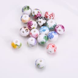 6mm 8mm 10mm 12mm Round  Flower Patterns Ceramic Porcelain Loose Spacer Beads Lot For Jewelry Making DIY Bracelet Findings 10pcs