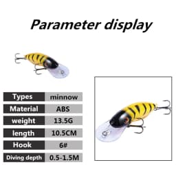 1Pcs Floating Minnow Fishing Lure Wobblers 10.5cm 13.4g Crankbait Artificial Hard Baits Trout Deep Water Pike Bass Fishing Tackl