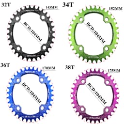 MOTSUV Oval Chainring 104BCD for Shimano MTB Bike Bicycle Chain Ring 32T 34 36 38T Ultralight Tooth Plate Chainwheel 104 BCD