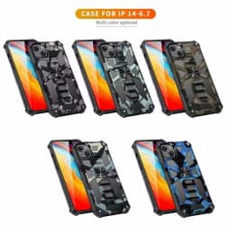 New For iPhone 11 12 13 14 15 16 PLUS 17 Pro MAX 17Air Hybrid Armor Military Grade Camouflage Built-in Kickstand Case