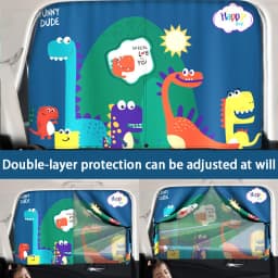 Cute 2 Layers Telescopic Magnetic Car Window Shades Mosquito Net Sun UV Protection Sun Block Mesh Car Curtain For Kids Baby