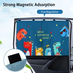 Cute 2 Layers Telescopic Magnetic Car Window Shades Mosquito Net Sun UV Protection Sun Block Mesh Car Curtain For Kids Baby
