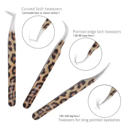Leopard Eyelash Tweezers Stainless Steel High Quality Lash Tweezer For Lashes Extension Anti-Static 3D Accurate Clip Makeup Tool