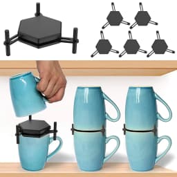 6/12Pcs Coffee Mug Holder Adjustable Drinkware Stackable Organizer Space Saver Kitchen Cup Storage Rack for 3.0 to 4.5inch Cup