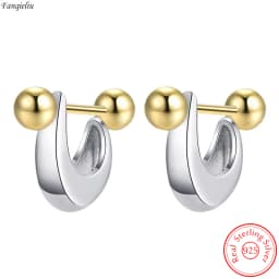 Real 925 Sterling Silver New Fashion Jewelry U Stud Earrings For Women FQL23218