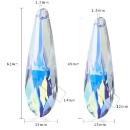 1Pc 50mm 63mm Lampwork Crystal Glass Beads Long Drop Pendant For Suncatcher Rainbow Chandelier Parts DIY Home Garden Party Decor