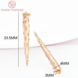 (7917) 2PCS 24K Gold Color Brass with Zircon Conical Pendants High Quality DIY Jewelry Making Findings Accessories Wholesales
