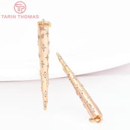 (7917) 2PCS 24K Gold Color Brass with Zircon Conical Pendants High Quality DIY Jewelry Making Findings Accessories Wholesales