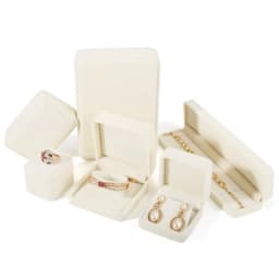 High Quality Beige Velvet Jewelry Box Ring Earring Holder Pendant Necklace Container Jewelry Storage Box