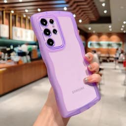 for Samsung Galaxy S26 S25 S24 S23 Ultra S22 S21 S20 Plus FE Case Cute Curly Wave Cover Anti-knock Bumper All-round Camera Shell