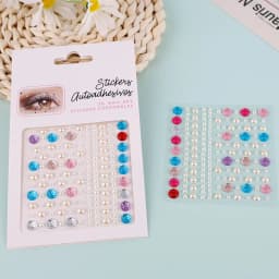 220pcs Mix 3mm/4mm/5mm/6mm Hair Pearls Stick On Self Adhesive Pearls Stickers Face Pearls Stickers for Hair Face Makeup