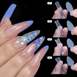 12pcs Dual Nail Forms False Tips For Gel Extension Quick Building French Nails Mold Soft Silicone Pads Manicure Tools