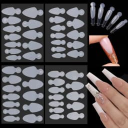 12pcs Dual Nail Forms False Tips For Gel Extension Quick Building French Nails Mold Soft Silicone Pads Manicure Tools