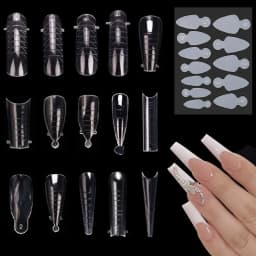 12pcs Dual Nail Forms False Tips For Gel Extension Quick Building French Nails Mold Soft Silicone Pads Manicure Tools