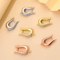 Juya 18K Real Gold Plated Anti-Allergy Basic Fastener Hooks Ear Wire Earring Fixtures Accessories For DIY Women's Earring Making