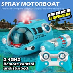 2.4GHz Rc Boat Toys Remote Control Boat Waterproof Spray Swimming Pool Bathing RC Steamboat For Boys And Girls Children's Gift