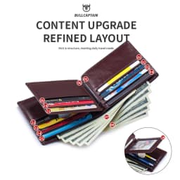 BULLCAPTAIN Fashion Big Logo Man Wallet High Quality RFID Wallet Coin Purse Compact Mini Card Holder Genuine Leather