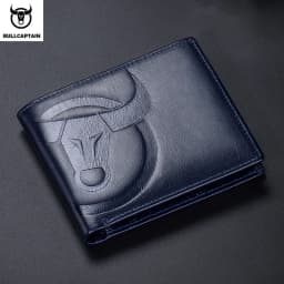 BULLCAPTAIN Fashion Big Logo Man Wallet High Quality RFID Wallet Coin Purse Compact Mini Card Holder Genuine Leather