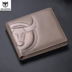 BULLCAPTAIN Fashion Big Logo Man Wallet High Quality RFID Wallet Coin Purse Compact Mini Card Holder Genuine Leather