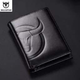 BULLCAPTAIN Fashion Big Logo Man Wallet High Quality RFID Wallet Coin Purse Compact Mini Card Holder Genuine Leather