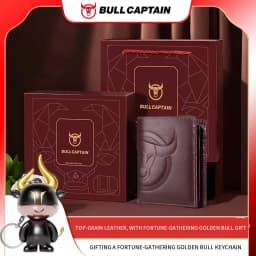 BULLCAPTAIN Fashion Big Logo Man Wallet High Quality RFID Wallet Coin Purse Compact Mini Card Holder Genuine Leather