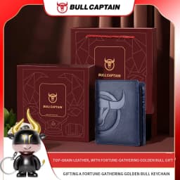 BULLCAPTAIN Fashion Big Logo Man Wallet High Quality RFID Wallet Coin Purse Compact Mini Card Holder Genuine Leather