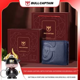 BULLCAPTAIN Fashion Big Logo Man Wallet High Quality RFID Wallet Coin Purse Compact Mini Card Holder Genuine Leather