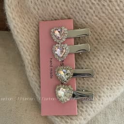 Heart Shape Rhinestone Barrettes Female Group Style Bang Clip Hot Girl Side Clip Hairpin Forehead Little Clip Hair Accessories