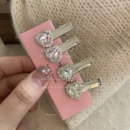 Heart Shape Rhinestone Barrettes Female Group Style Bang Clip Hot Girl Side Clip Hairpin Forehead Little Clip Hair Accessories