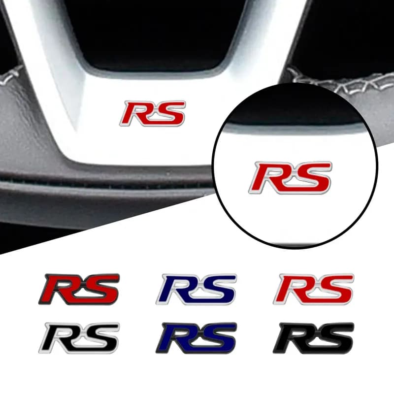 Car Interior Small Metal Sticker RS Logo Car Steering Wheel Emblem Decor For Chevrolet Cruze Captiva Aveo For Honda Civic Mugen