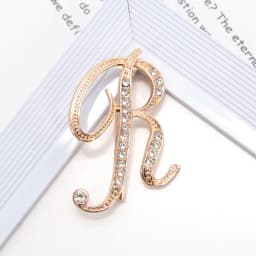 Women Luxury Letter Brooch Pins In Gold Color Rhinestones Crystal English Alphabet Metal Pins Cute Jewelry Accessories Gift