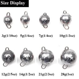 5pcs/lot Fishing Weight Sinker 3g-28g Deep Water Bullet Weight with Swivel Round Ball Sinkers Fishing Tackle Accessories