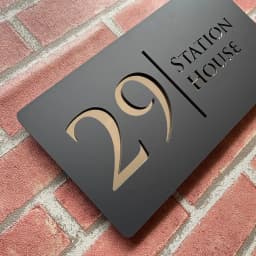 Personalised Laser Cut 28cm Acrylic Modern 3D Floating House Number sign Outdoor Street Family Name Plaque Matte Black Grey