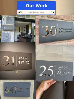 Personalised Laser Cut 28cm Acrylic Modern 3D Floating House Number sign Outdoor Street Family Name Plaque Matte Black Grey