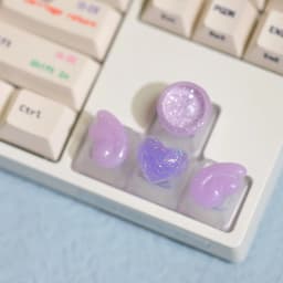 Limited Special Price,Personalized Transparent Translucent Keycaps Cute Wings Crystal Keycaps Handmade Mechanical Keyboard Cap