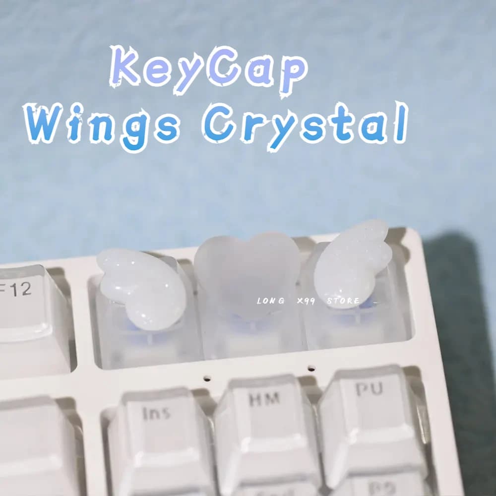 Limited Special Price,Personalized Transparent Translucent Keycaps Cute Wings Crystal Keycaps Handmade Mechanical Keyboard Cap