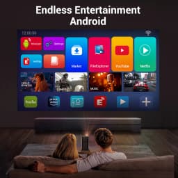 BYINTEK P70 Projector 4K 1080P DLP Mini Portable Projector Home Theater Smart Wi-Fi & Bluetooth for Movies & Gaming With Battery