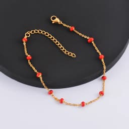 Stainless Steel Gold Plated Beads Chain Necklace for Women Choker Colored Enamel Bracelets Anklet Trend Waterproof Jewelry