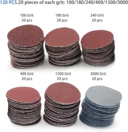 120Pcs 1 Inch Sanding Discs Sandpaper 25mm Hook Loop, with Backing Pad for Dremel and Rotary Tool,100/180/240/400/1500/3000 Grit