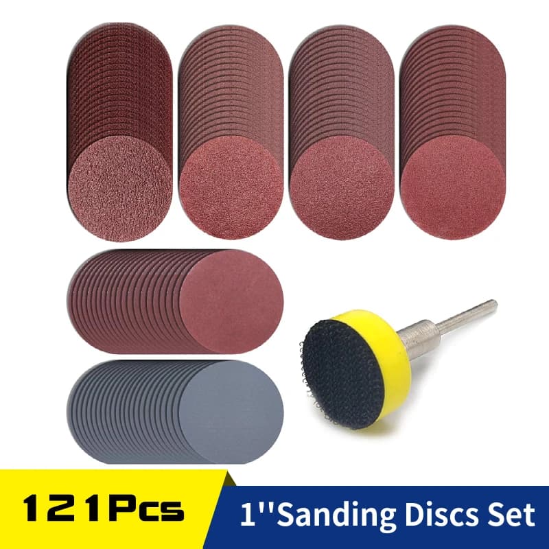 120Pcs 1 Inch Sanding Discs Sandpaper 25mm Hook Loop, with Backing Pad for Dremel and Rotary Tool,100/180/240/400/1500/3000 Grit