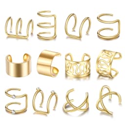 10pc Stainelss Steel Clip On Ear Cuff Earrings Fake Cartilage Earrings Lot Non Piercing Clip On Earrings Set Earrings for Women