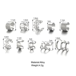 10pc Stainelss Steel Clip On Ear Cuff Earrings Fake Cartilage Earrings Lot Non Piercing Clip On Earrings Set Earrings for Women