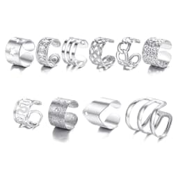 10pc Stainelss Steel Clip On Ear Cuff Earrings Fake Cartilage Earrings Lot Non Piercing Clip On Earrings Set Earrings for Women