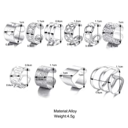 10pc Stainelss Steel Clip On Ear Cuff Earrings Fake Cartilage Earrings Lot Non Piercing Clip On Earrings Set Earrings for Women