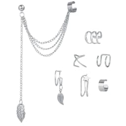 10pc Stainelss Steel Clip On Ear Cuff Earrings Fake Cartilage Earrings Lot Non Piercing Clip On Earrings Set Earrings for Women