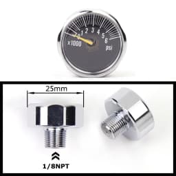 Air Mini Micro Pressure Gauge Manometre Manometer | Thread 1/8BSP(G1/8) 1/8NPT M10 M8 | 30PSI 300PSI 5000PSI 6000PSI 350BAR